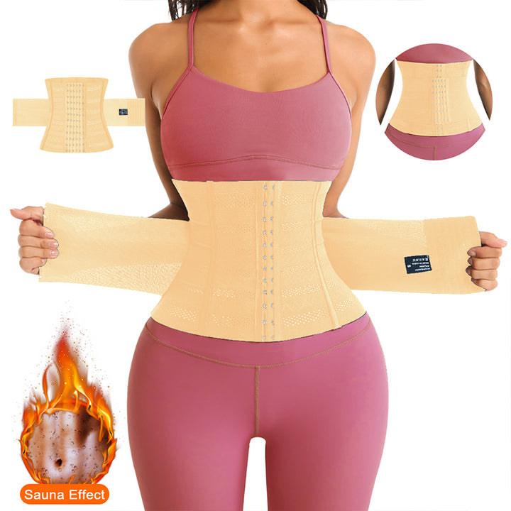 Plus Size Double Belt Latex Waist Trainer Shapewear Wrap