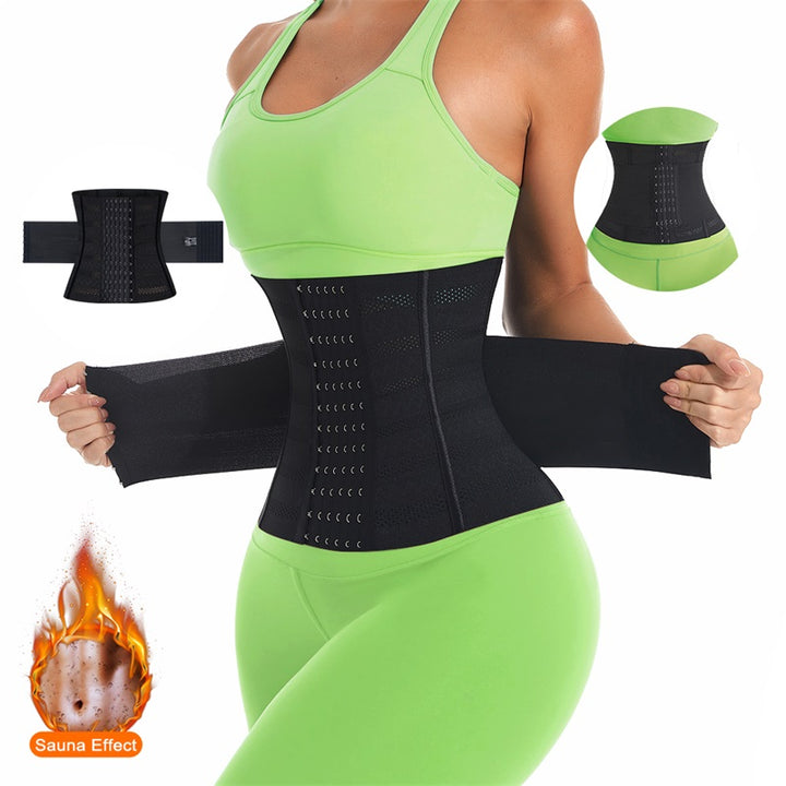 Plus Size Double Belt Latex Waist Trainer Shapewear Wrap