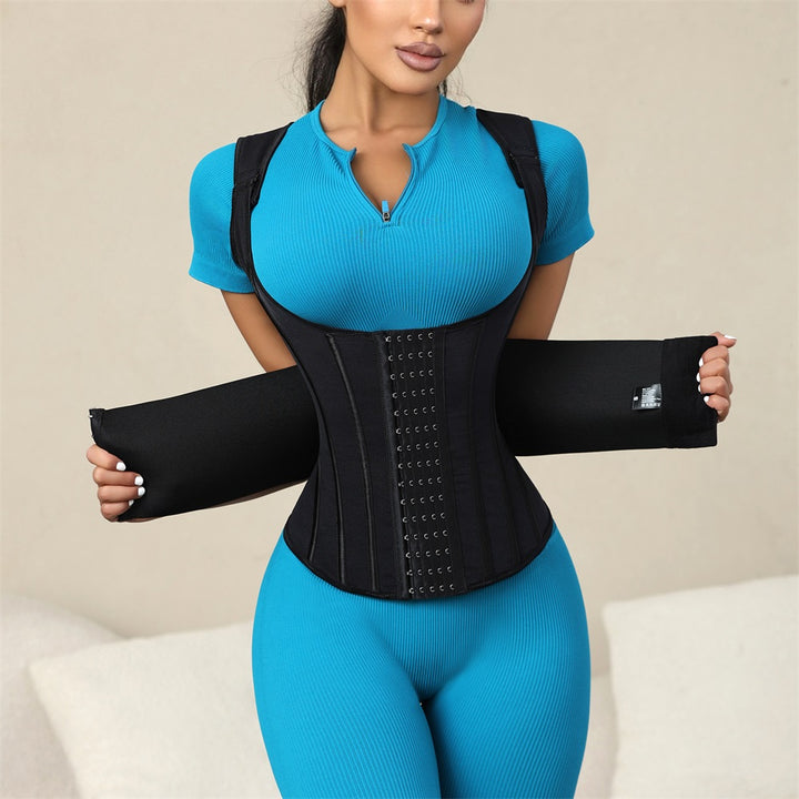 Tummy Control Waist Cincher Corset Double Belt Wrap Girdle Shapewear