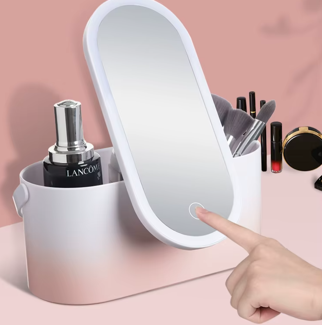Portable Cosmetic Storage box With Led Lighted Mirror