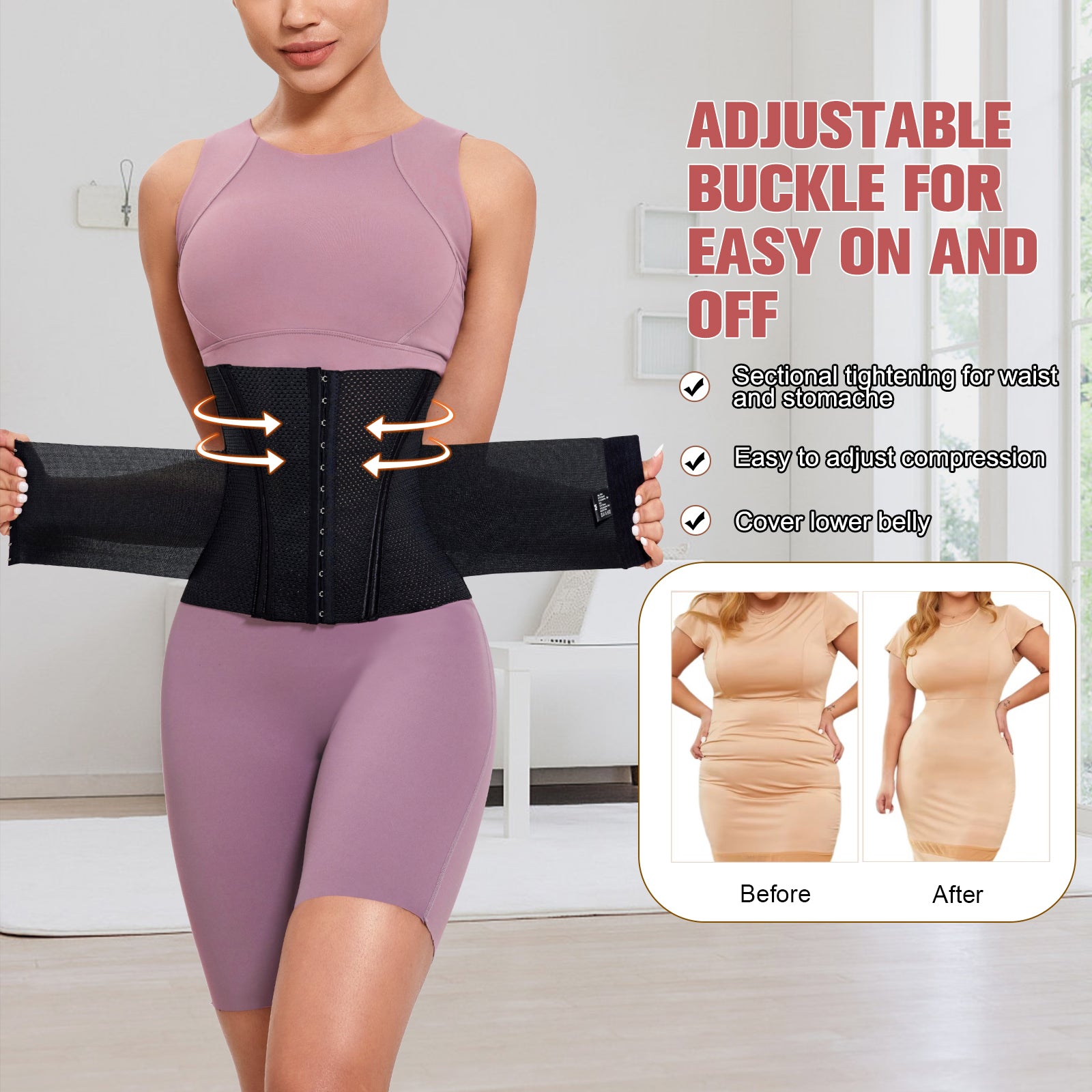 Adjustable Fitness Waist Trainer Zipper Slimming Belt