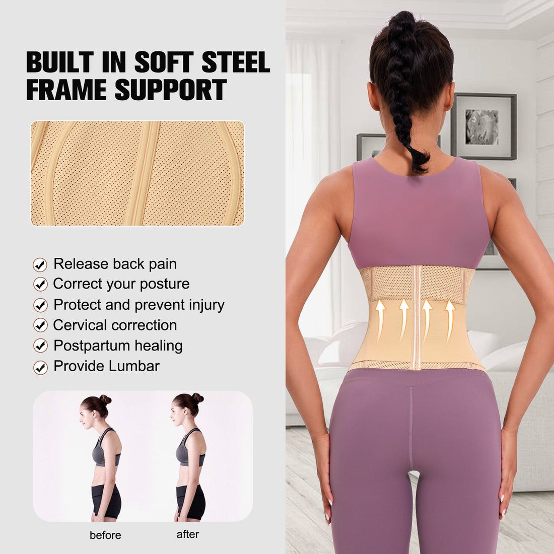 Adjustable Fitness Waist Trainer Zipper Slimming Belt