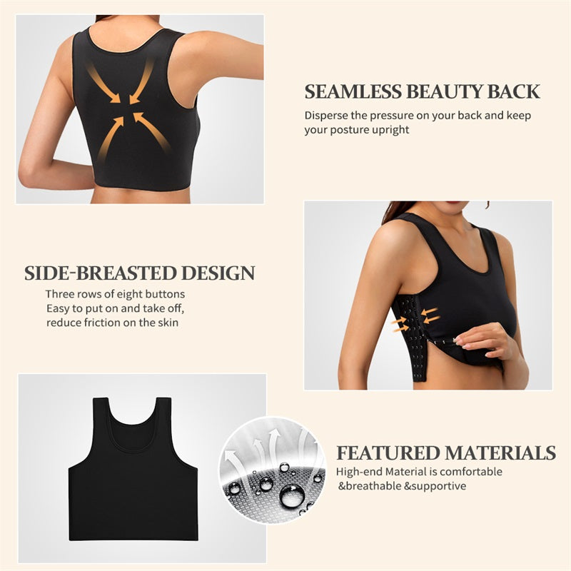 Compression Wireless Breast Flat Belly Bra Shaper Top Shapewear