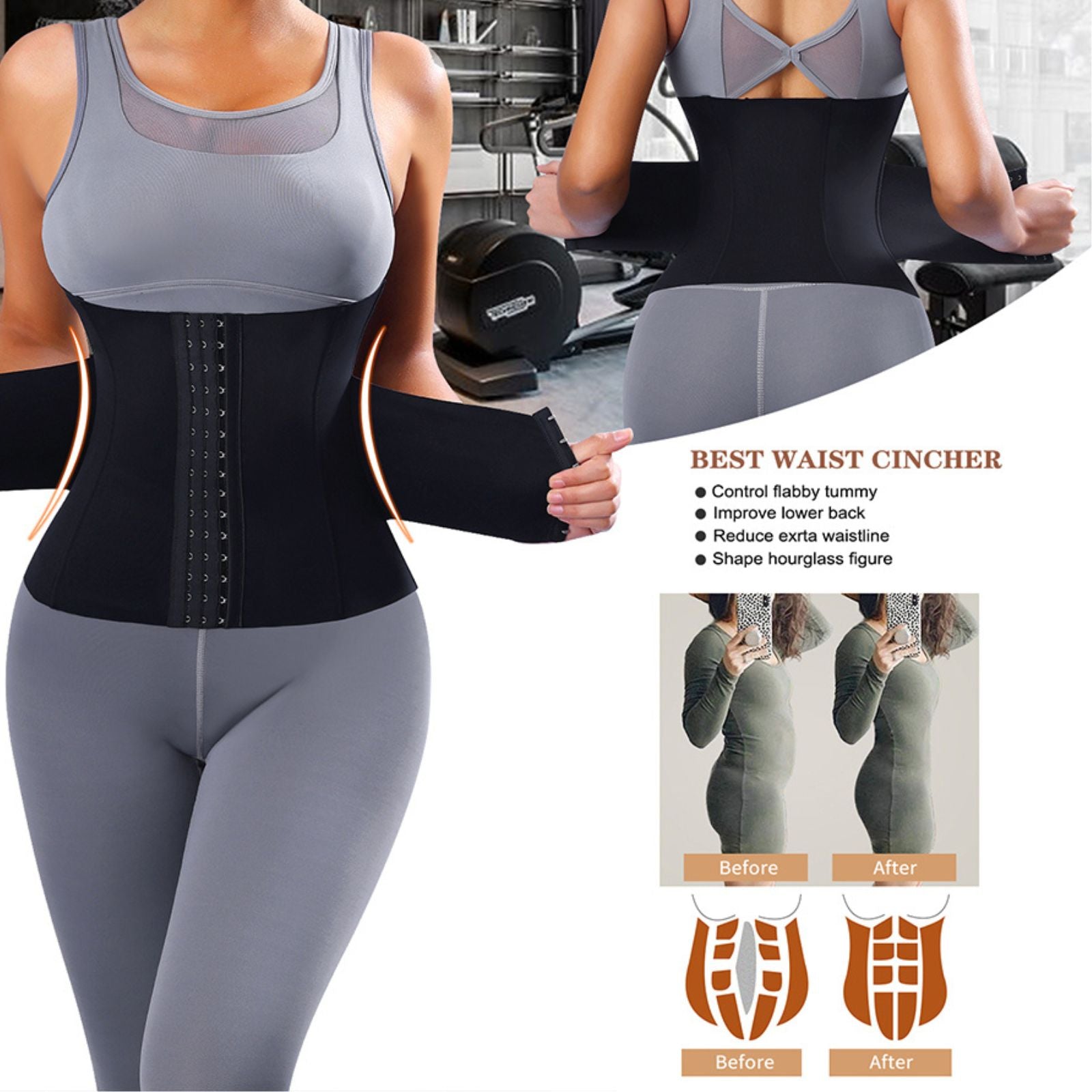 Double Belt Sweat Girdle Waist Trainer Body Compression Wrap Cincher