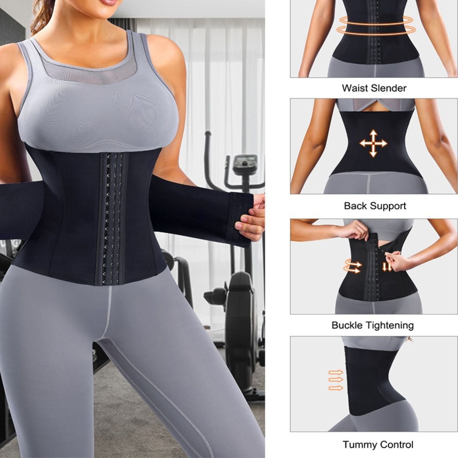 Double Belt Sweat Girdle Waist Trainer Body Compression Wrap Cincher