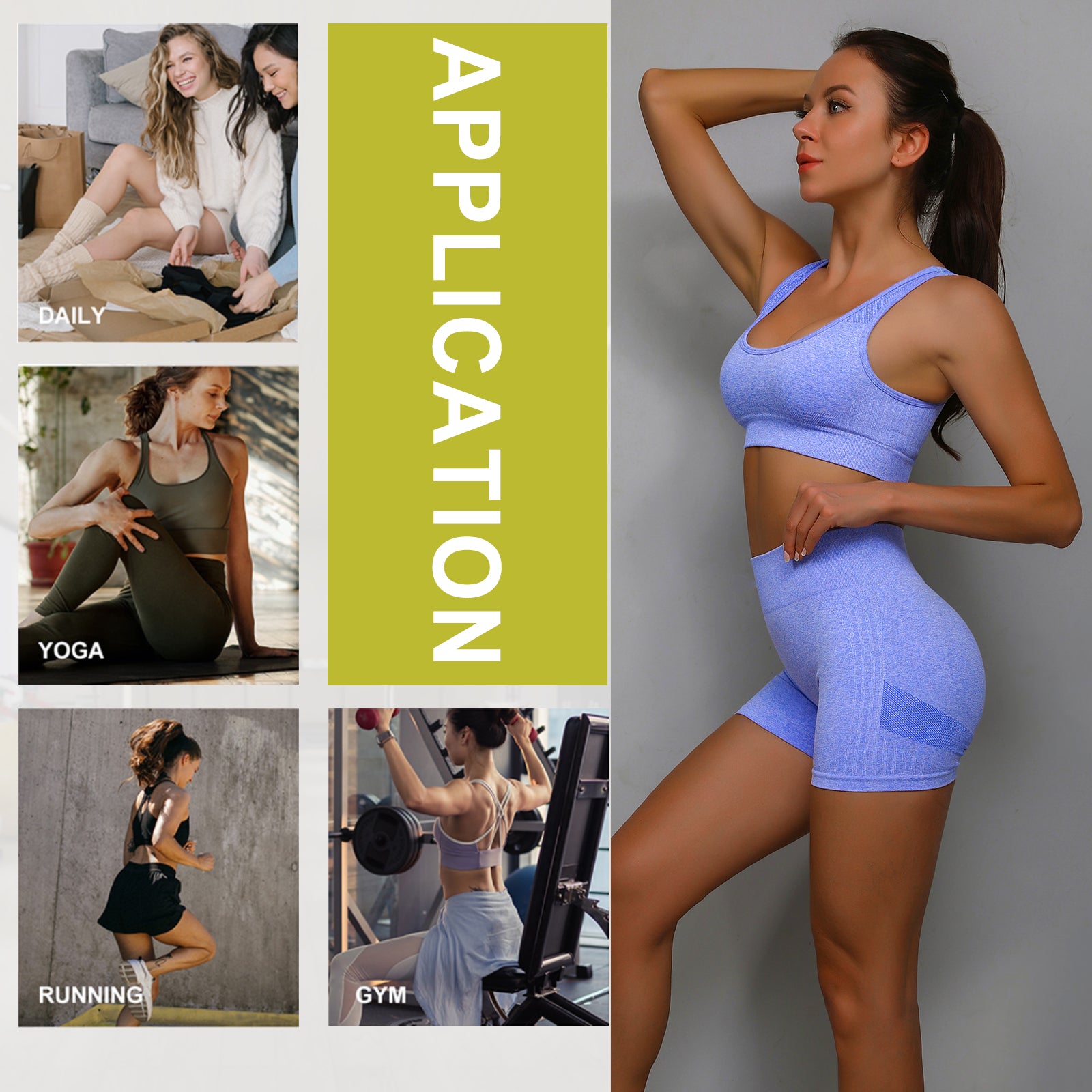 Fitness Women Gym Pants Sports Workout and Bra Sets Yoga Scrunch Leggings