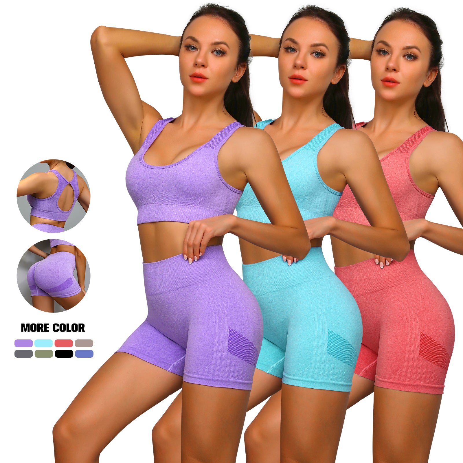 Gym Pants Fitness Sports Workout and Bra Sets Yoga Scrunch Butt Lifting