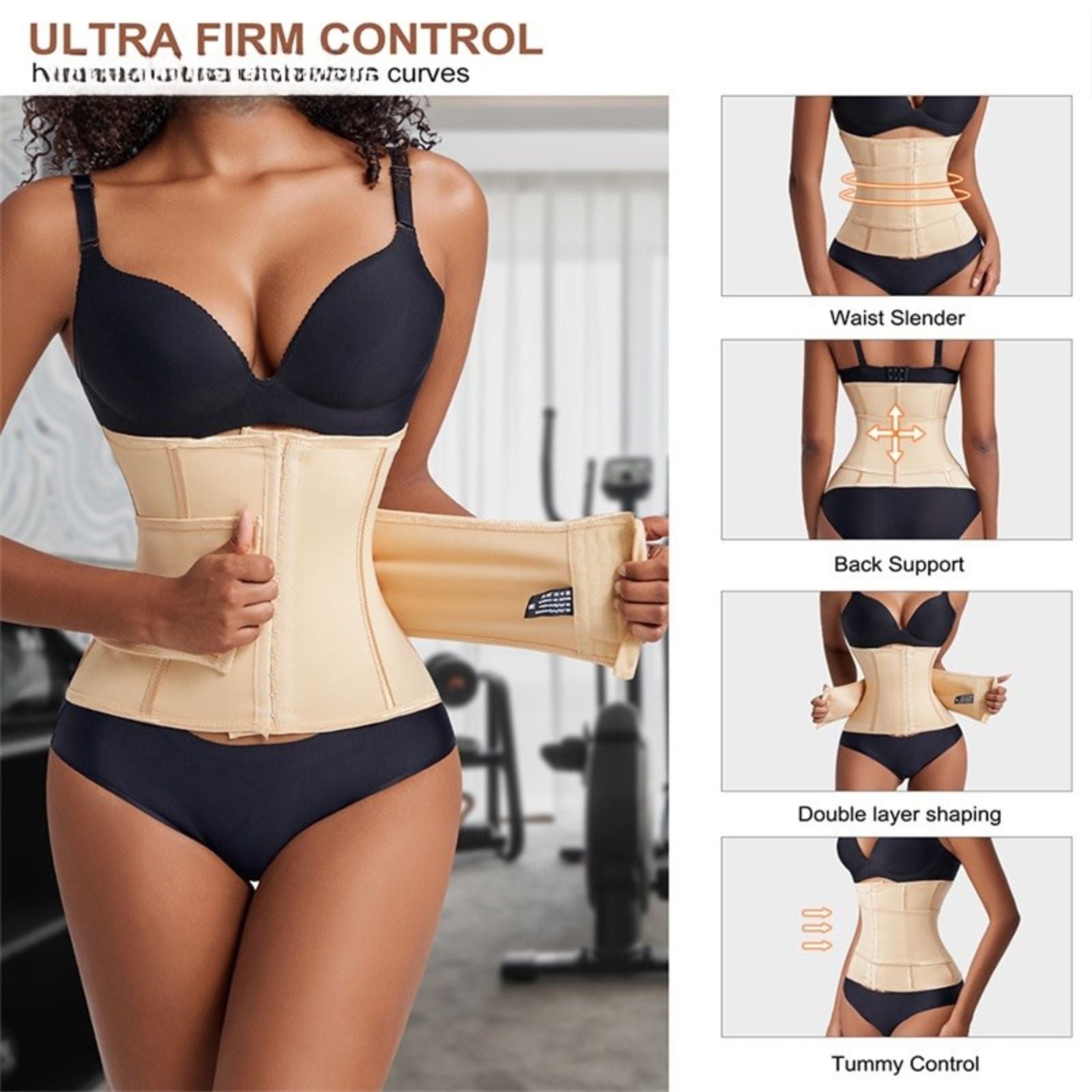 High Quality Double Belt Full Body Waist Trainer Shaper Plus Size