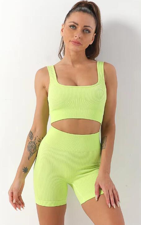 High Waist Fitness Seamless Shorts Sports Workout and Bra Sets Wear