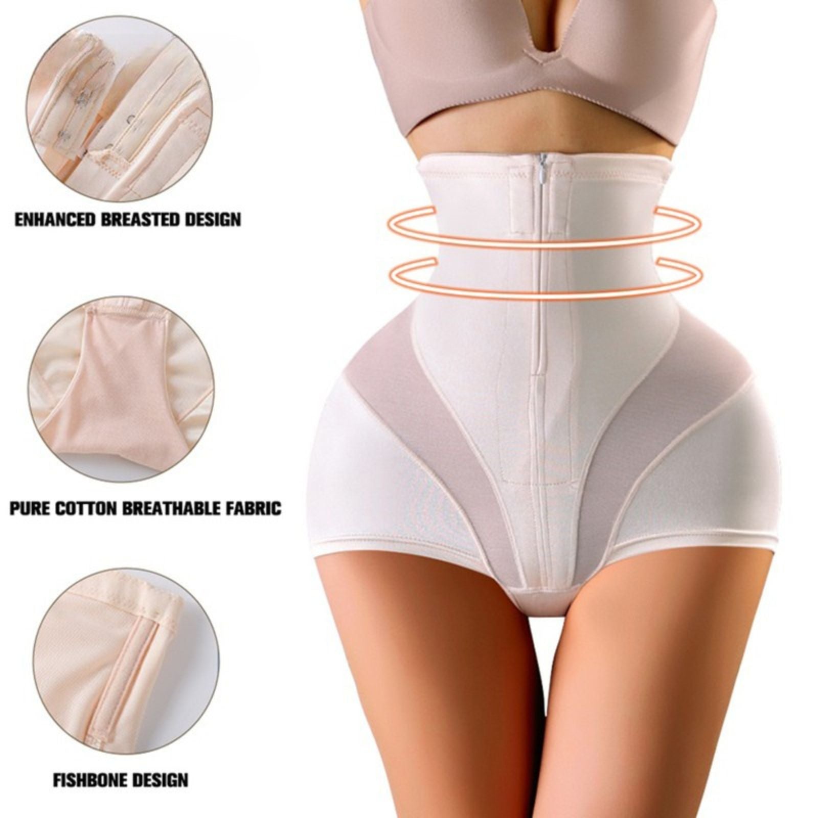 High Waist Slimming Shapewear Panty Full Body Zipper Control Trainer Shaper