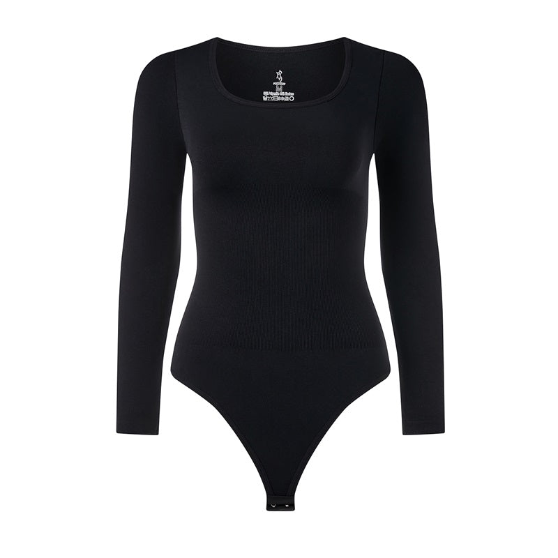 Long-Sleeved Thong Bodysuit Gym Shapewear Waist Trainer for Women