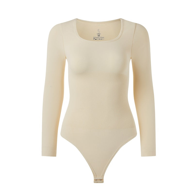 Long-Sleeved Thong Bodysuit Gym Shapewear Waist Trainer for Women