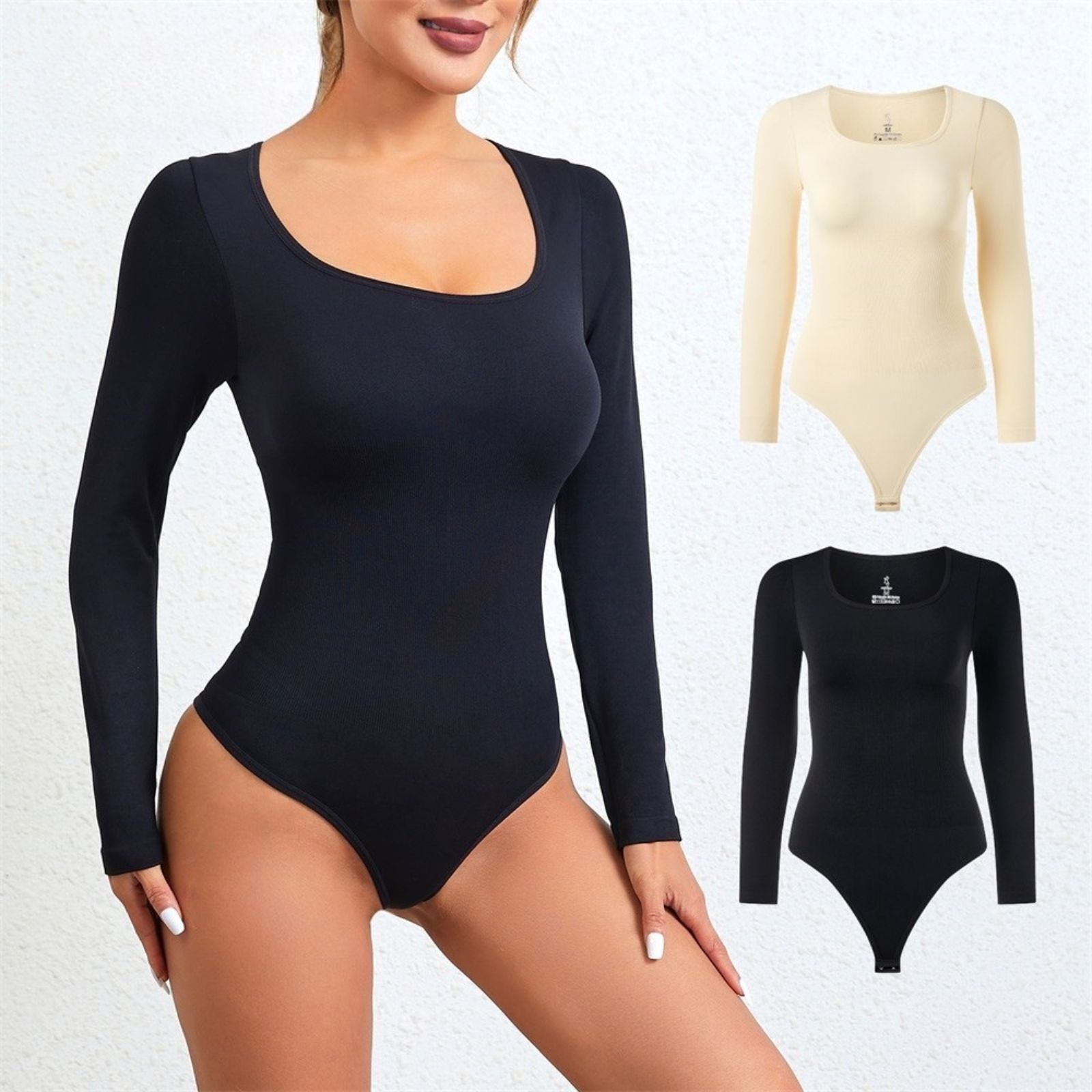 Long-Sleeved Thong Bodysuit Gym Shapewear Waist Trainer for Women