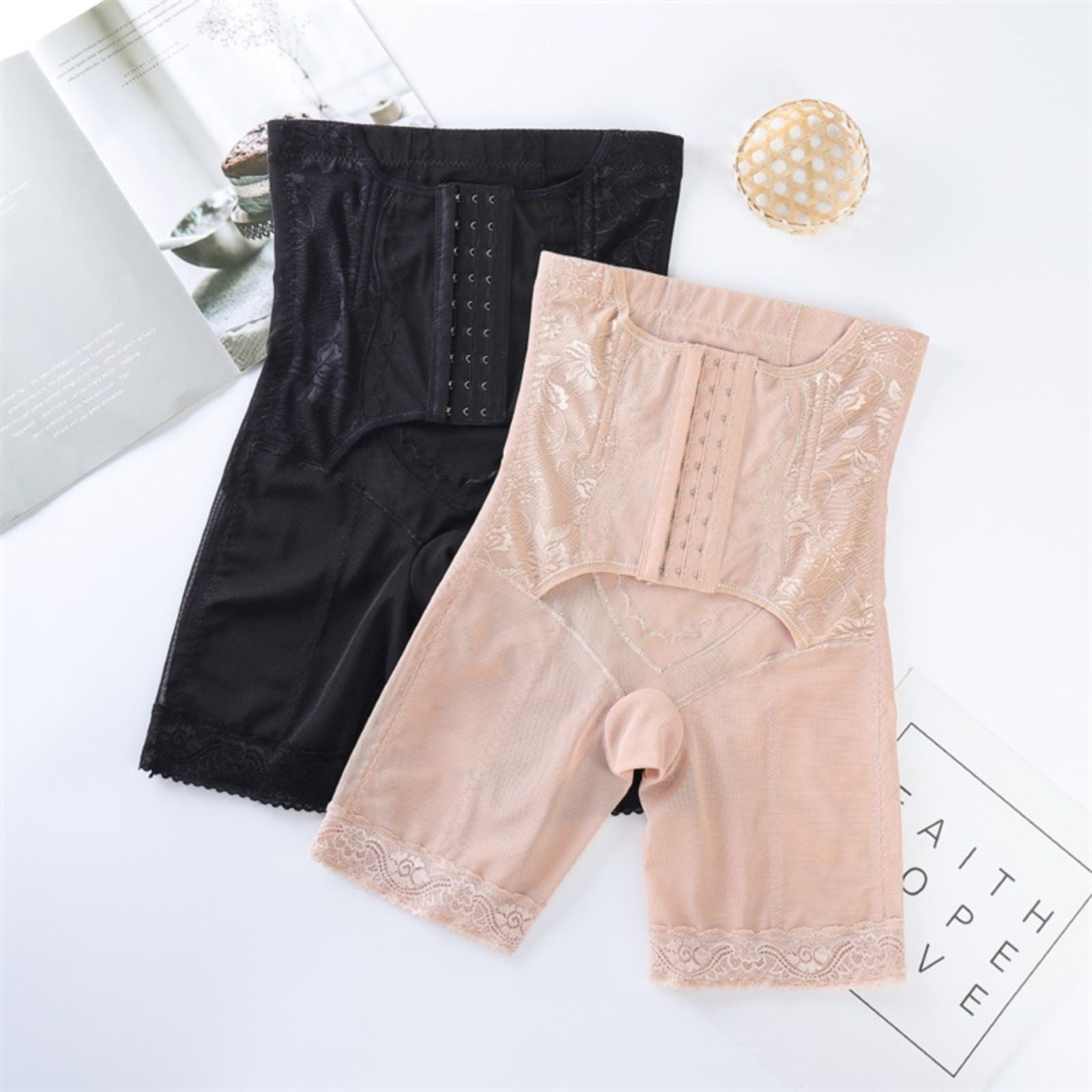 Plus Size Butt Lifter Shapewear Tummy Control Lace Waist Trainer Brief