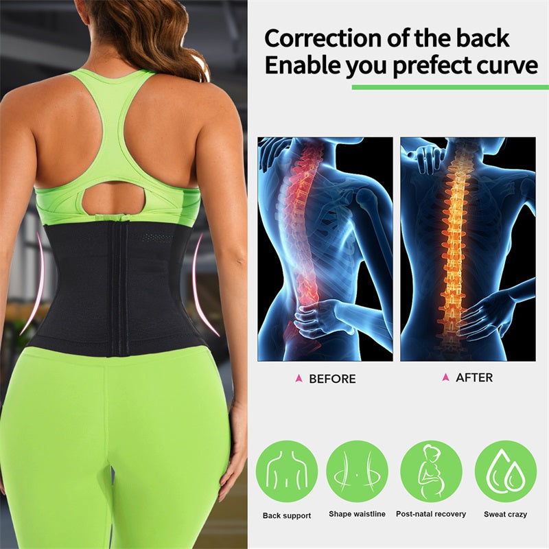 Plus Size Double Belt Latex Waist Trainer Shapewear Wrap