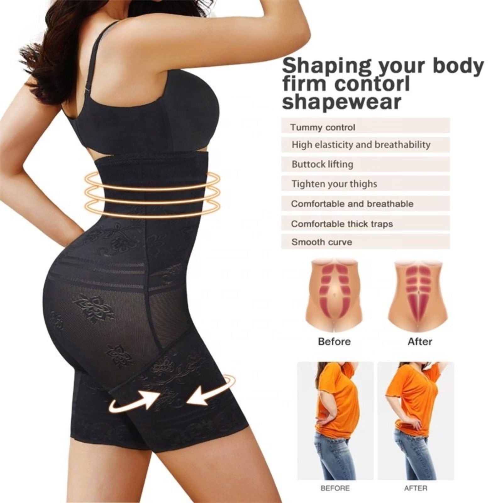 Plus Size Panty Seamless Full Body Corset Tummy Control Shaper Wear Thigh
