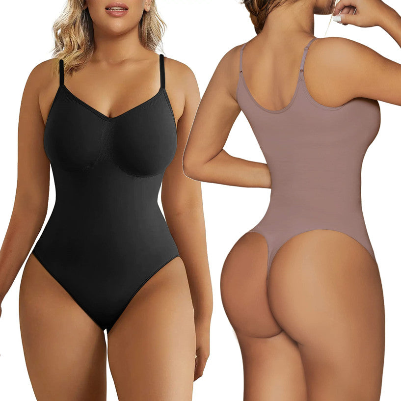 Plus Size Seamless Thong Bodysuit Shapewear Light Tummy Control Waist
