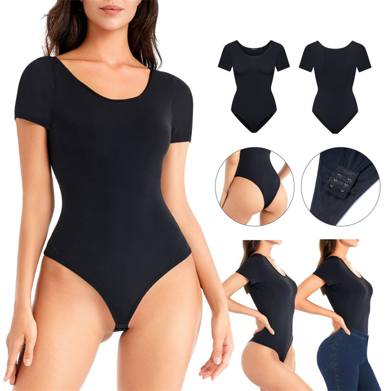 Plus Size Seamless Tummy Control Bodysuit Waist Trainer Thong Shapewear