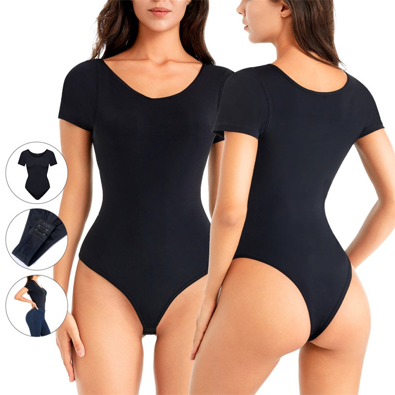 Plus Size Seamless Tummy Control Bodysuit Waist Trainer Thong Shapewear