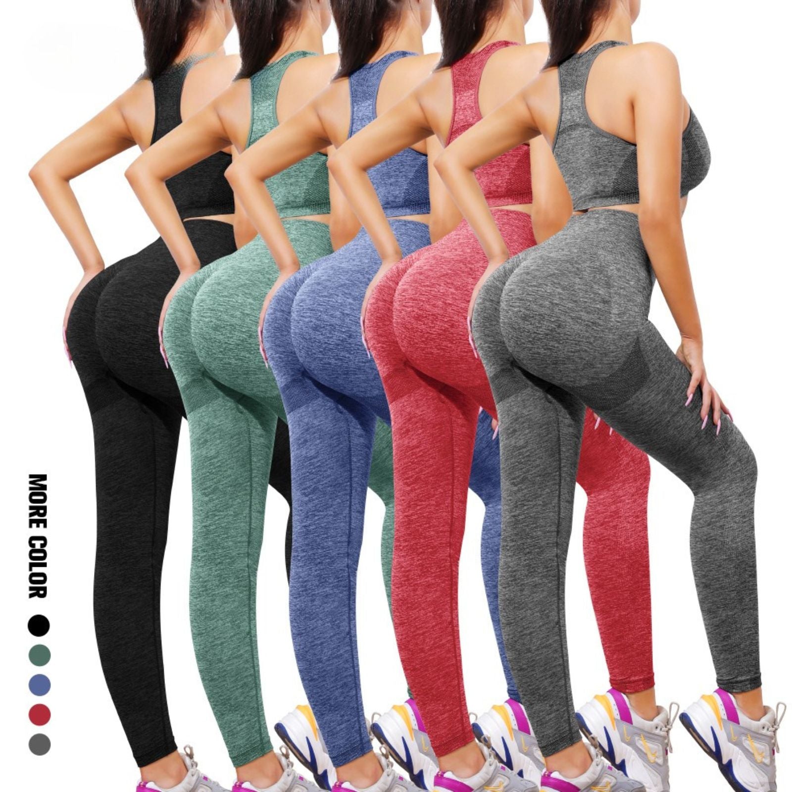 Seamless Sports Bra & Scrunch Butt Lift Leggings Set High Waist Yoga Pants