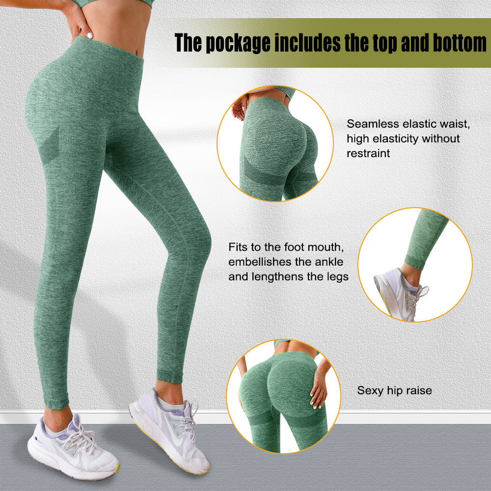 Seamless Sports Bra & Scrunch Butt Lift Leggings Set High Waist Yoga Pants