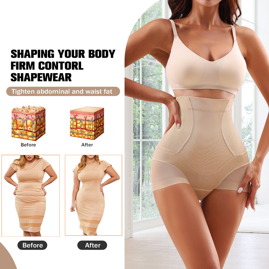 Seamless Tummy Control Gym Bodysuit Firm Compression Panty Shapewear