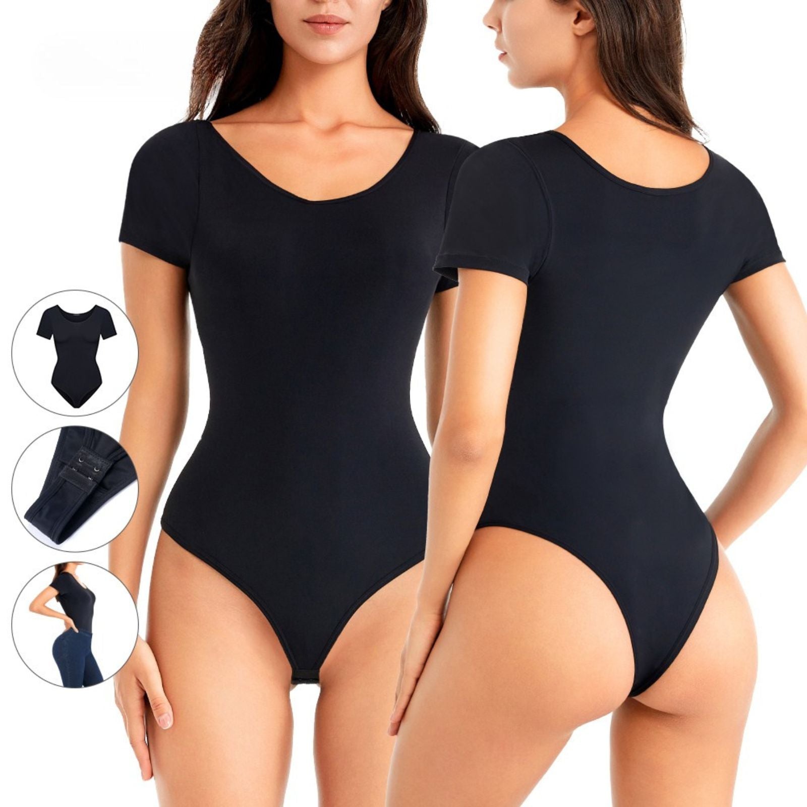 Shoulder and Tummy Control Shaper Seamless Waist Trainer Thong Bodysuit