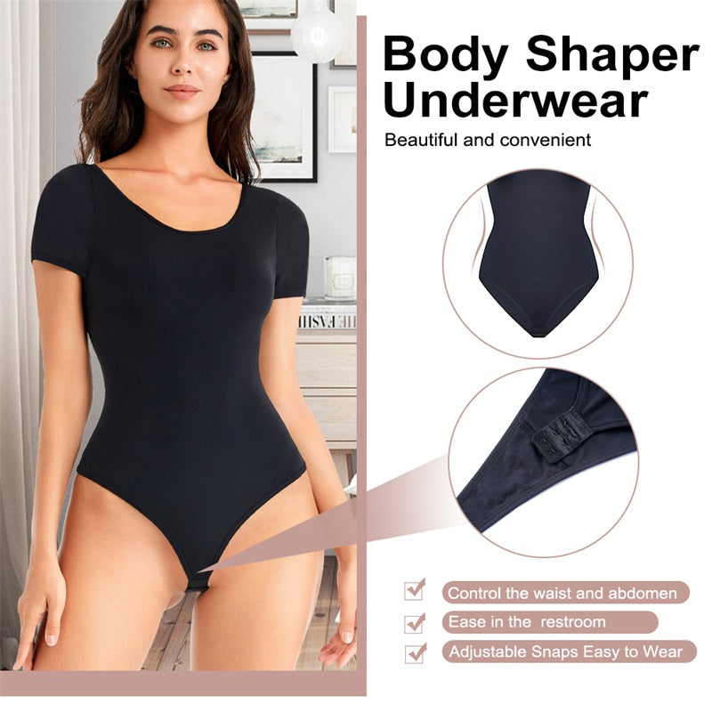Shoulder and Tummy Control Shaper Seamless Waist Trainer Thong Bodysuit