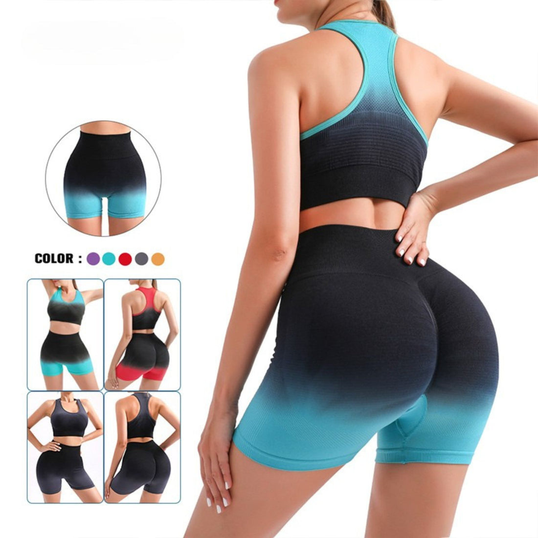 Sports Pant Workout Gym Bra Butt Lift Scrunch Fitness Gradient High Waist Leggings