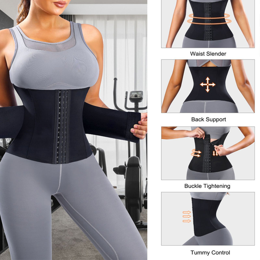 Sweat Girdle Waist Trainer Shaper Double Belt Cincher Corset for Tummy Control