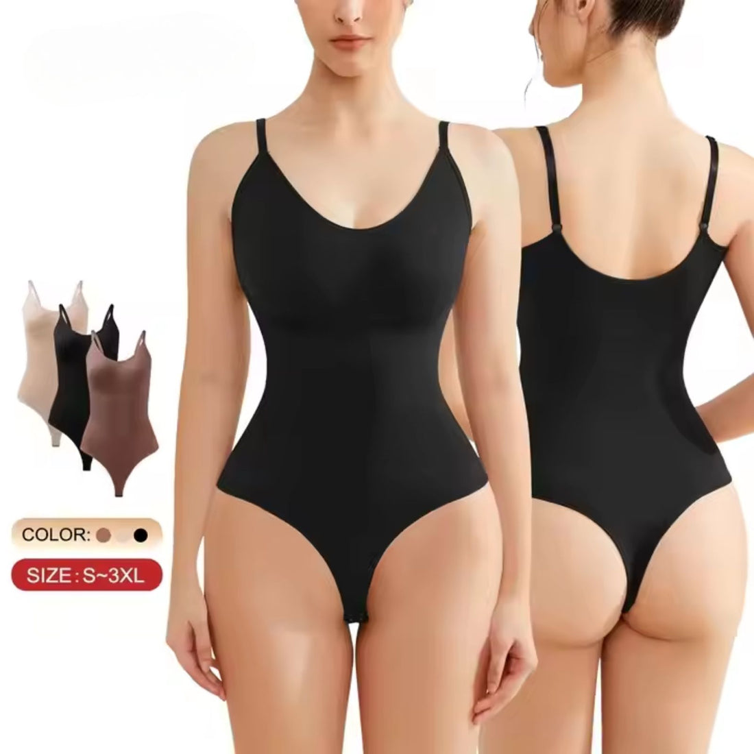 Thong Bodysuit Shapewear Light Tummy Control Corset with Butt Lifter Waist