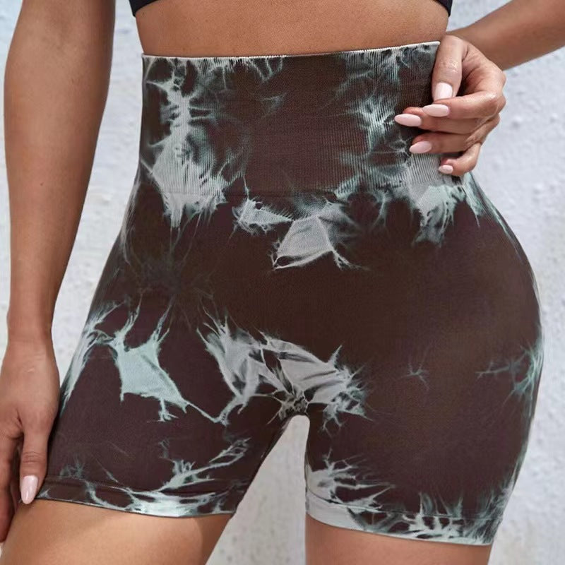 Tie Dye High Waist Scrunch Butt Shorts Seamless Yoga Leggings
