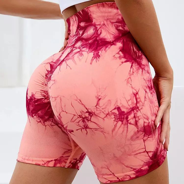 Tie Dye High Waist Scrunch Butt Shorts Seamless Yoga Leggings