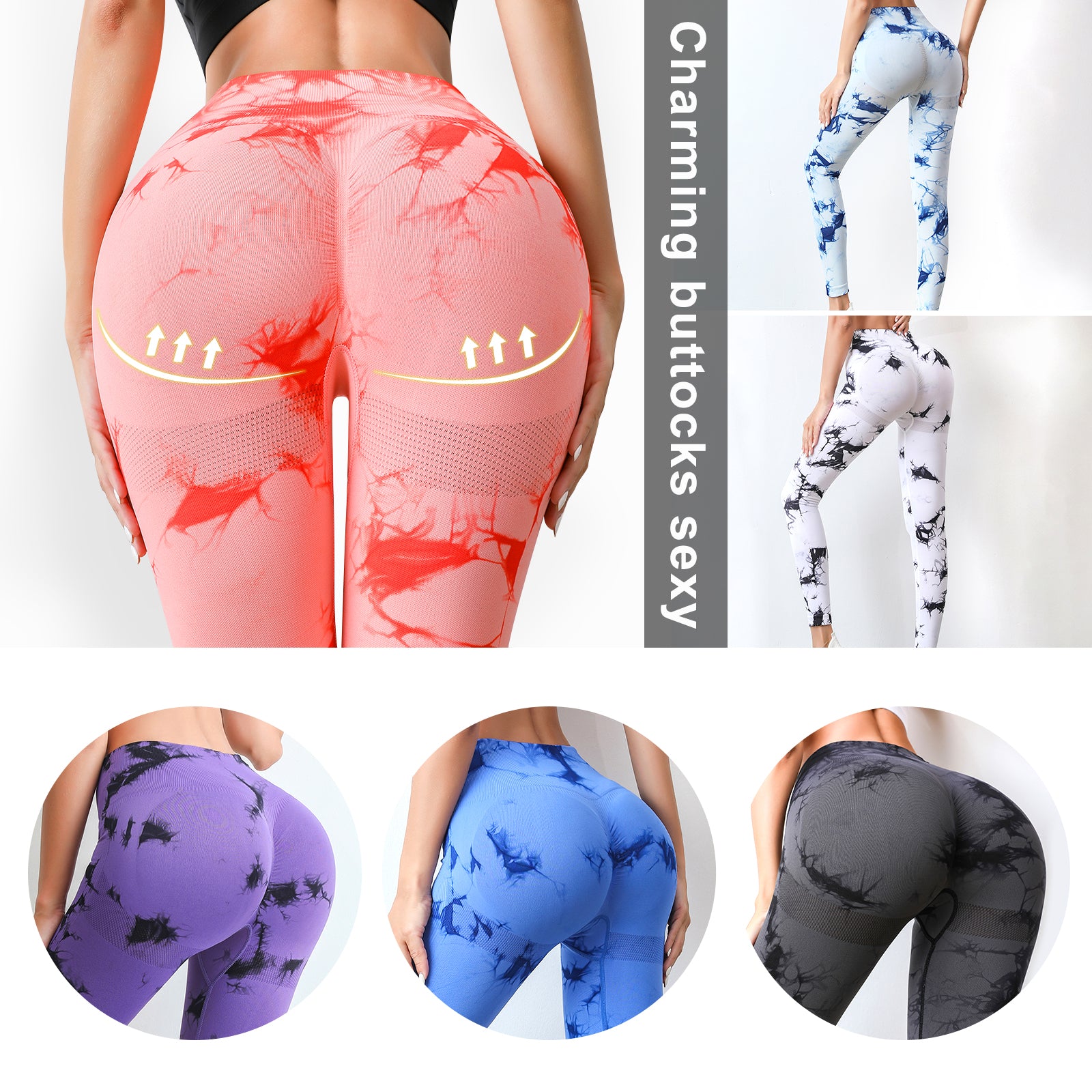 Tie Dye High Waisted Yoga Pants Butt Lifting Scrunch Workout Leggings