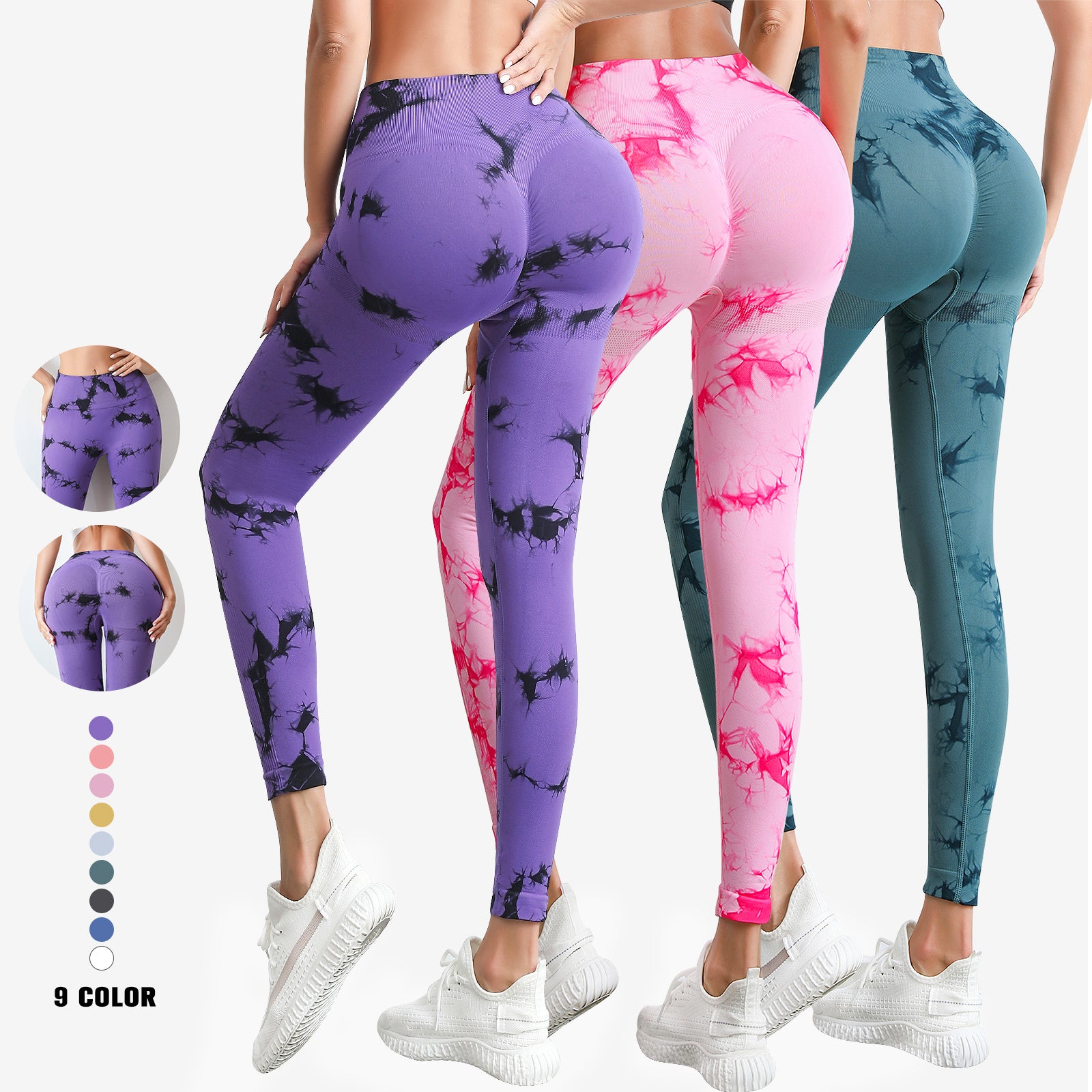 Tie Dye High Waisted Yoga Pants Butt Lifting Scrunch Workout Leggings