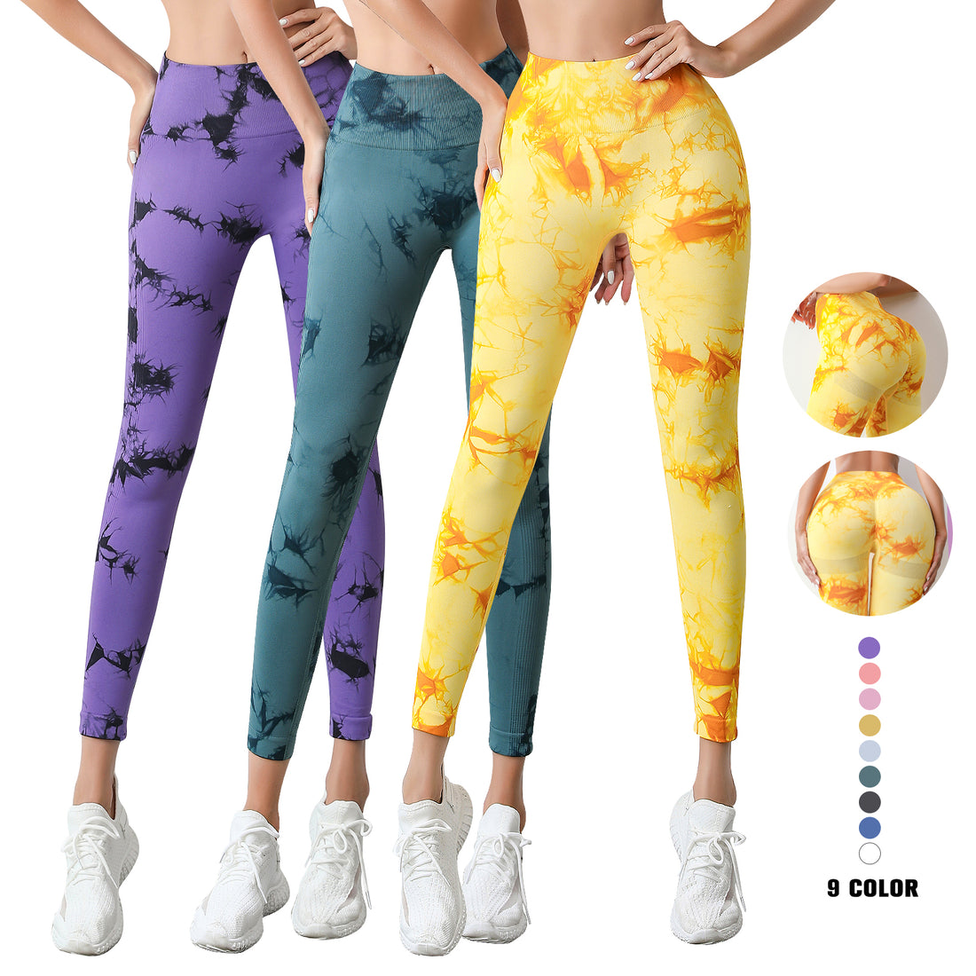 Tie Dye High Waisted Yoga Pants Butt Lifting Scrunch Workout Leggings