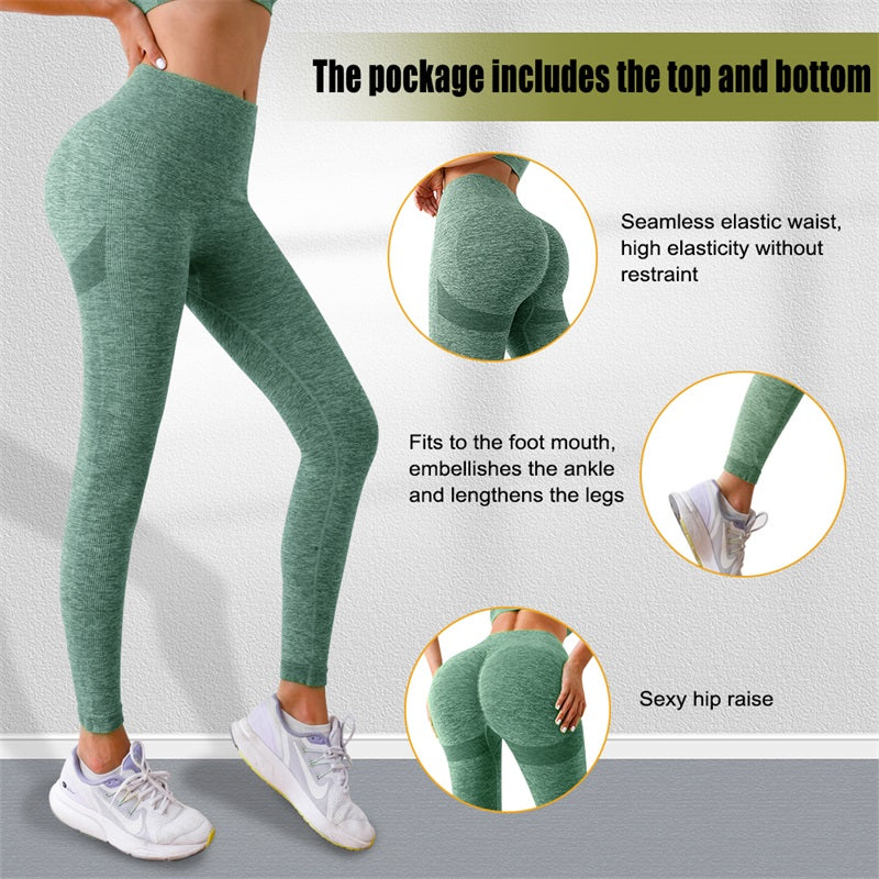 Tight Trouser Pant Workout Gym Scrunch Butt Lift Fitness Yoga Leggings Set