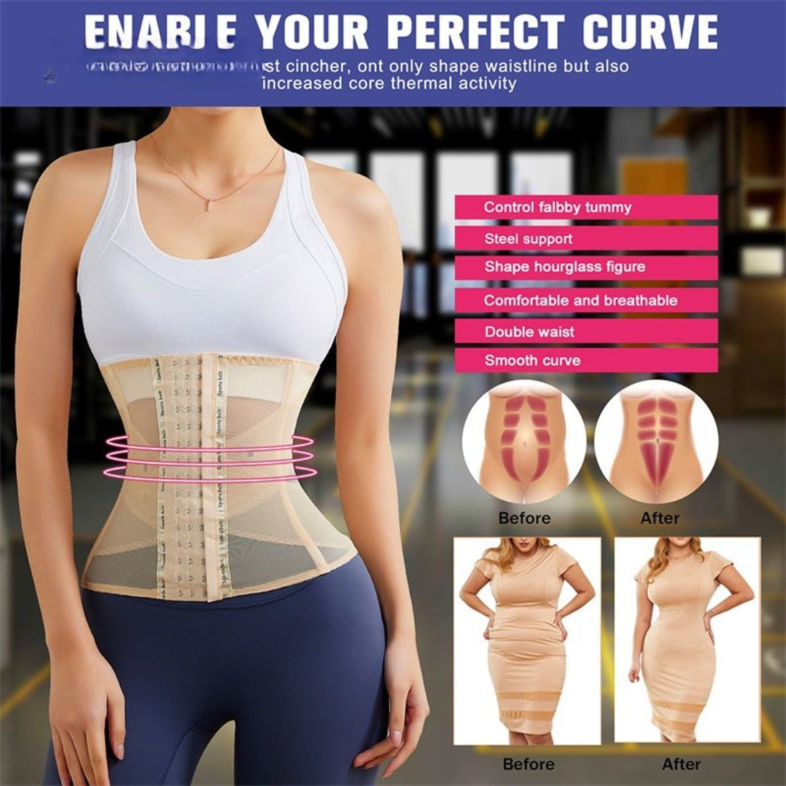 Translucent Ventilate Full Body Plus Size Waist Trainer Shaper Tummy Control