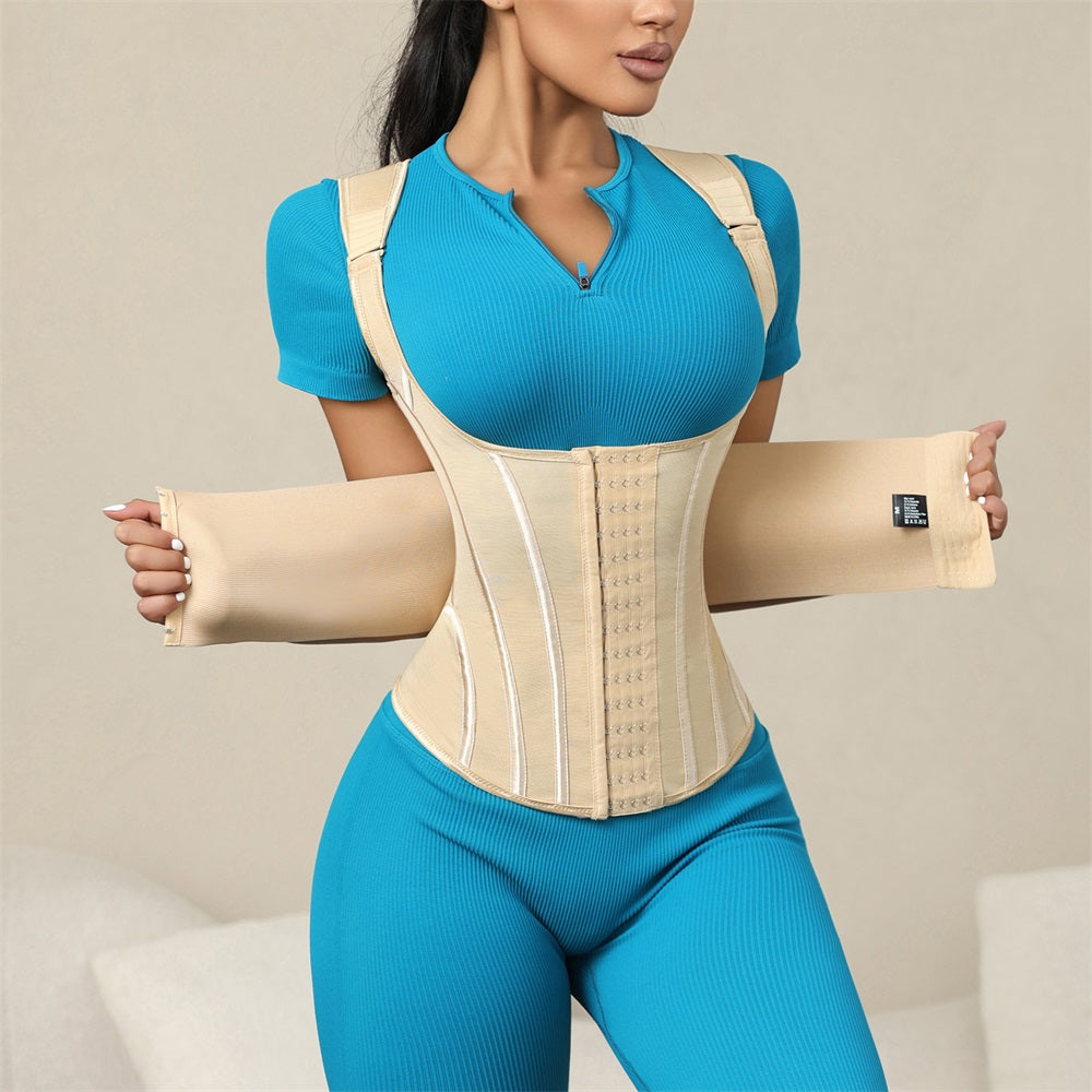 Tummy Control Waist Cincher Corset Double Belt Wrap Girdle Shapewear