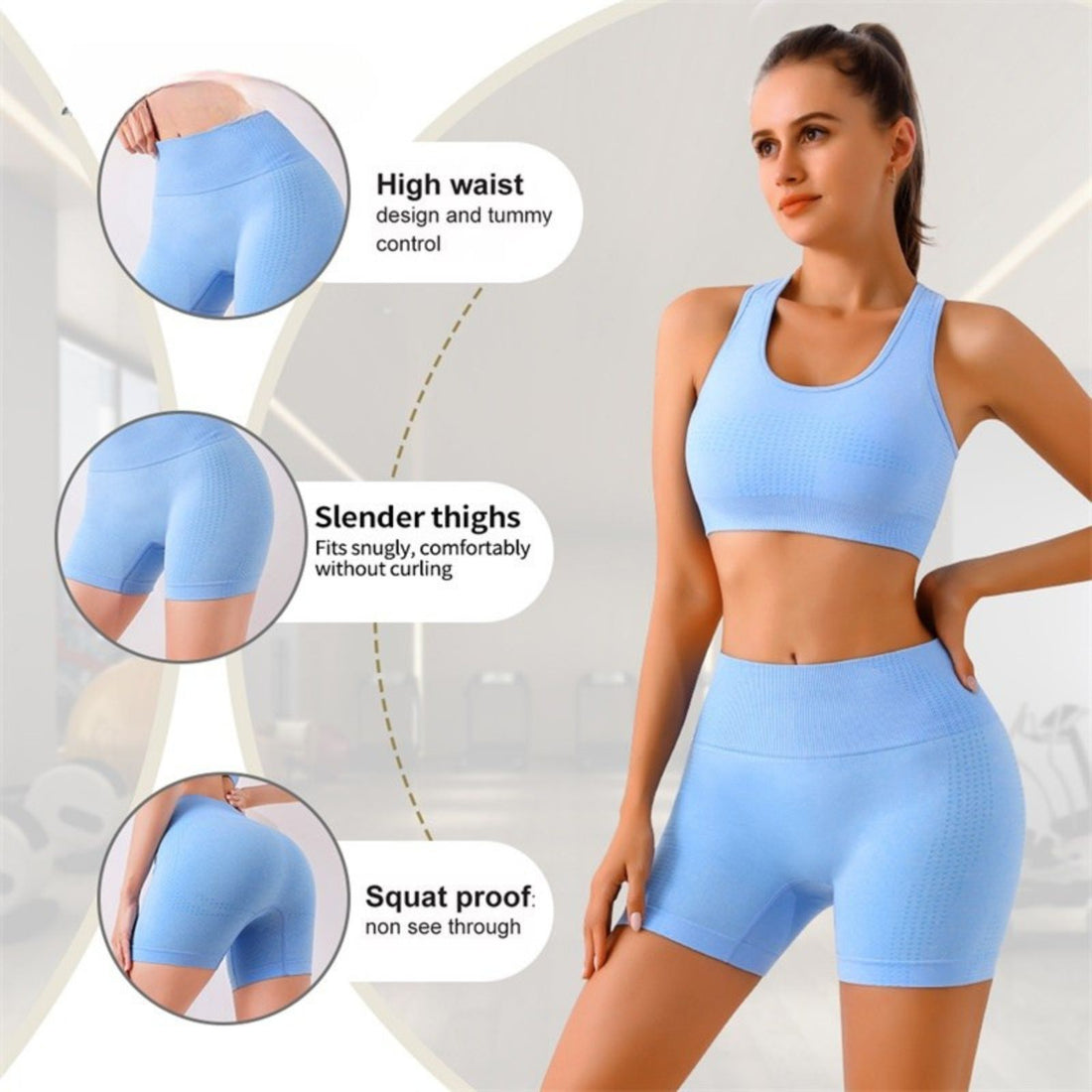 Women Push Up Seamless Butt Lift Pant Sports Bra Workout Gym Scrunch Yoga Set