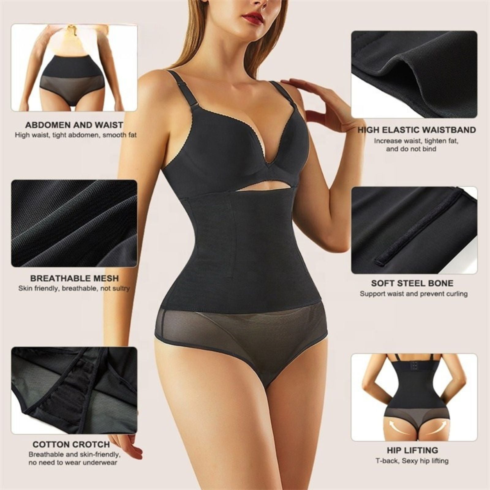 Women T Back Crotch Panty Seamless Thong Tummy Control Shaper
